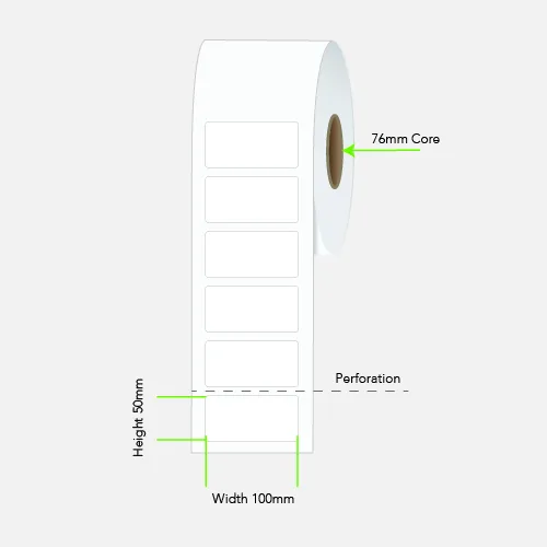 LABEL THRM TFR PLAIN PERM 100X50 1ACS 2500/R 76MM CRE